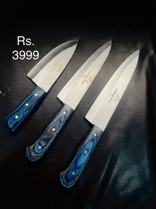 Swedish Grade 12C27 Steel | A High Carbon Rust Free Knife Set | Set of 3 | Knives for Kitchen and Qurbani